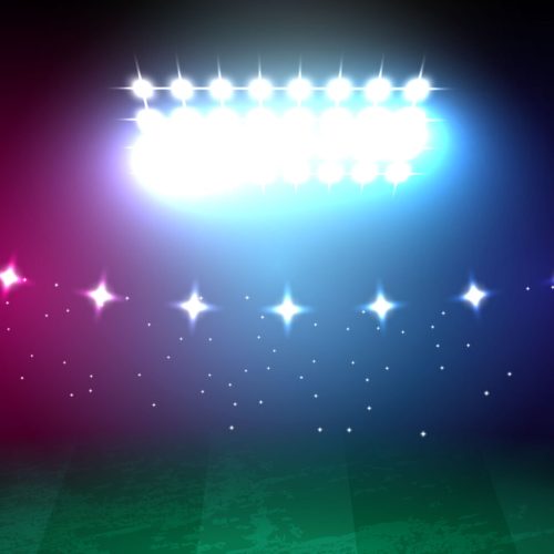 American football stadium background with a helmet